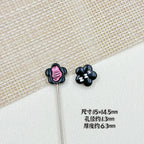 Devil Heart and Kitten Flower Metal Beads 17/15mm Baking Painted 18pcs 23