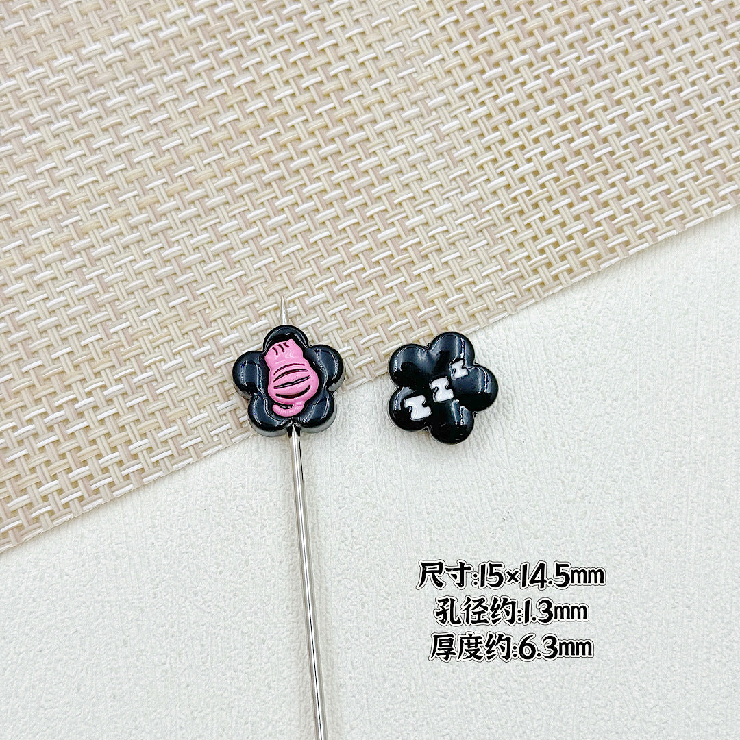 Devil Heart and Kitten Flower Metal Beads 17/15mm Baking Painted 18pcs 23