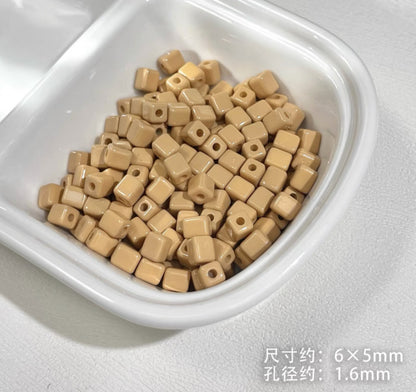 Painted Square Acrylic Beads 6mm 5mm Macaron Color Baking 30pcs 26
