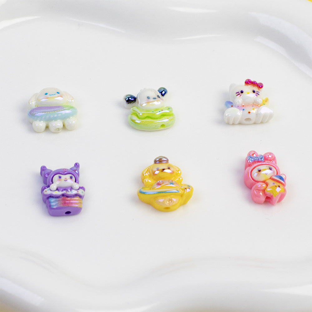 Plating Sanri Universe Series Resin Beads Whimsical Character Design 20pcs 4