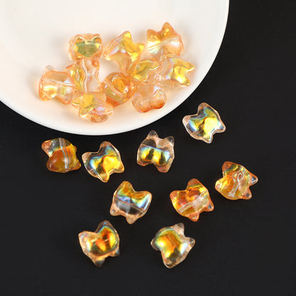 Transparent Corgi Butt Glass Beads 13mm Colorful Glossy 100pcs 11
