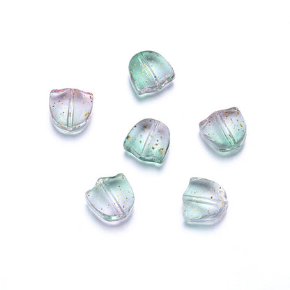 Czech Glass Beads Tulip Petals And Leaves Vintage Frosted 9mm 200pcs 15
