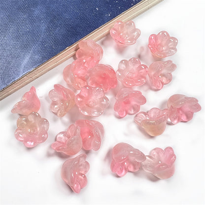 Wind Chime Flower Glass Beads 12mm Transparent Pink 50pcs 14