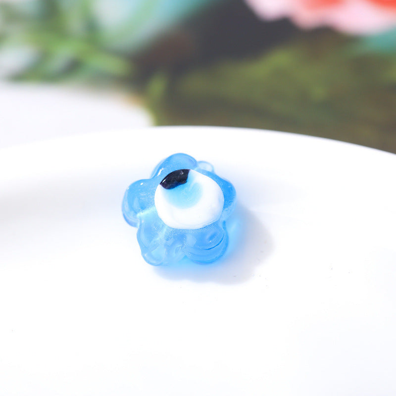 Lampwork Glass Beads Flower Shape 12mm Colorful Evil Eye 50pcs 11