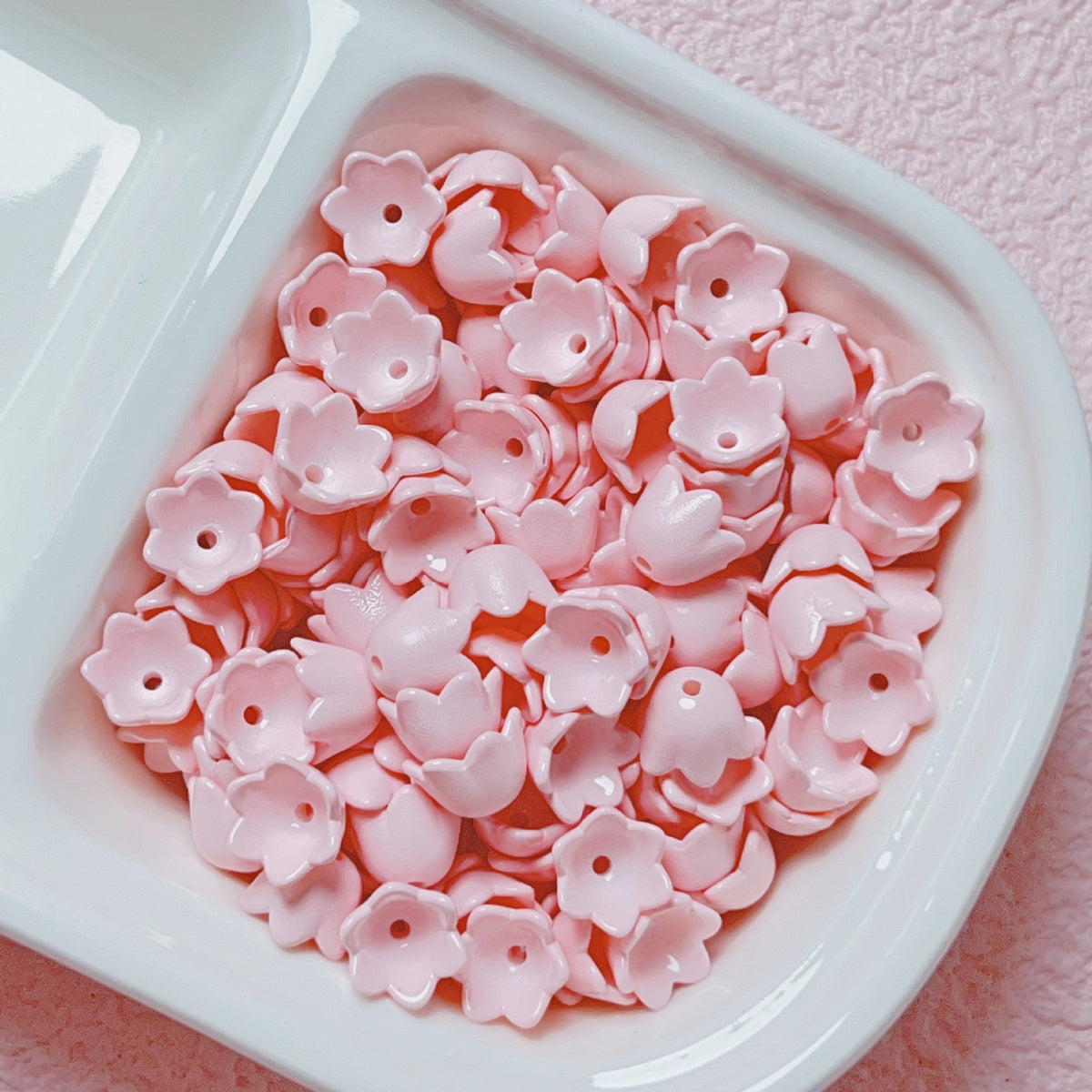 Painted Lily Acrylic Beads 9mm Dopamine Color Baked Finish 30pcs 2