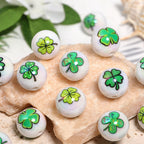 St. Patrick's Day Shamrock Acrylic Beads 16mm UV Plating Polka Dotted Leopard 50pcs