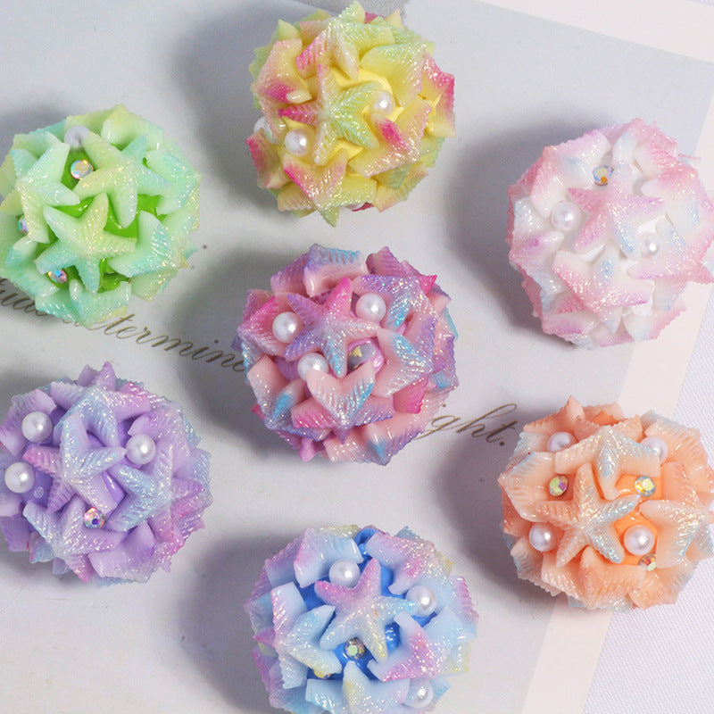 Embellished Bubblegum Beads 20mm Gradient Star Cluster Pastel 10pcs
