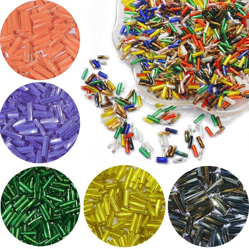 Multicolor Bugle Glass Beads 2x6mm Glossy Tubes 300pcs 3