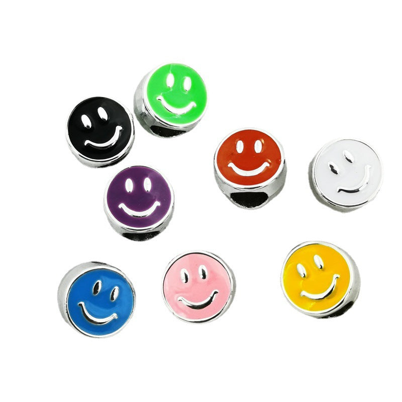 Smiling Face Enamel CCB Plastic Beads 10x8mm Colorful Mixed 50pcs