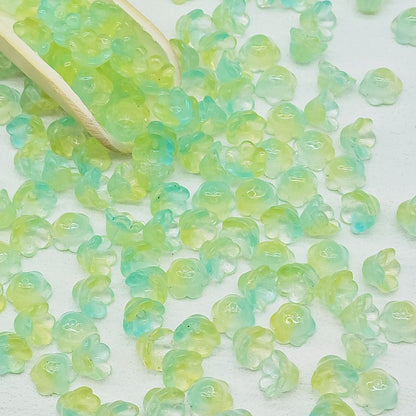 Campanula Flower Glass Beads 7x12mm Frosted Glossy Pastel 50pcs 10
