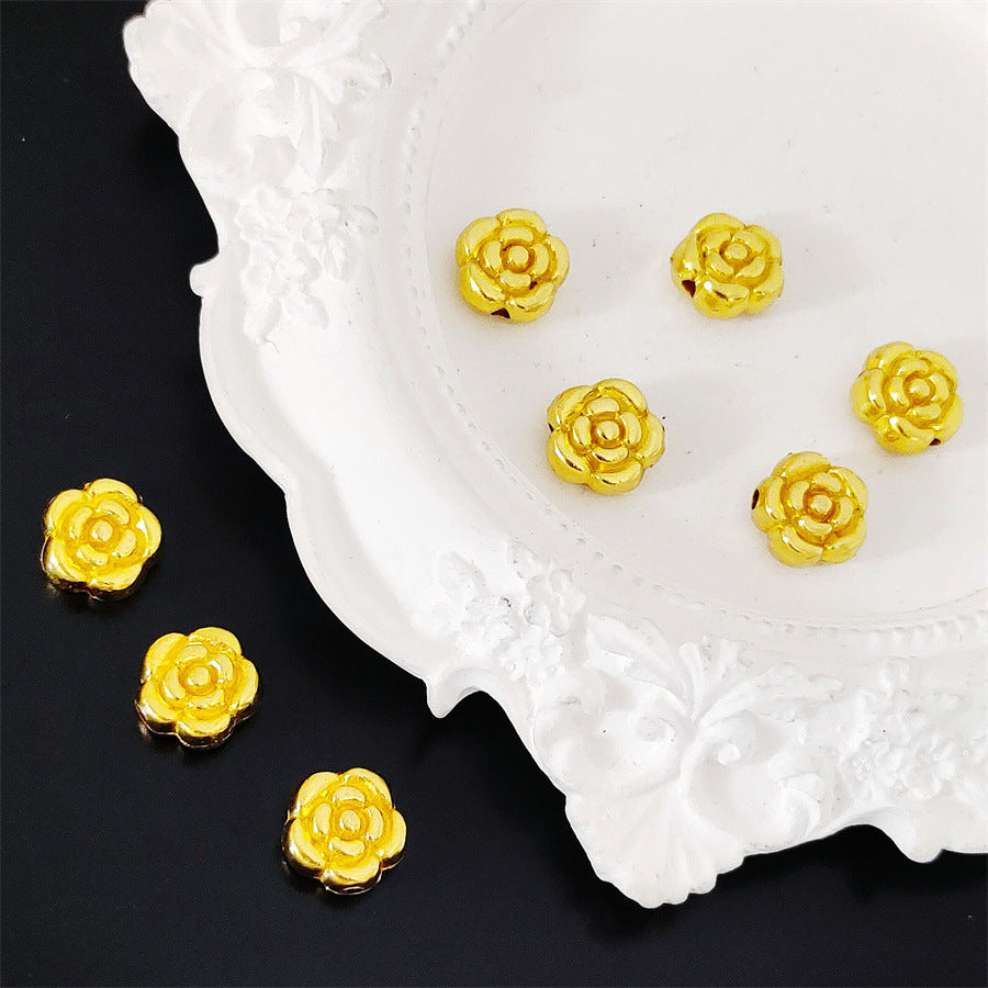 Rose Flat Metal Beads 6mm 9mm Vintage Alloy 100pcs 10