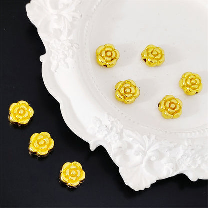 Rose Flat Metal Beads 6mm 9mm Vintage Alloy 100pcs 10