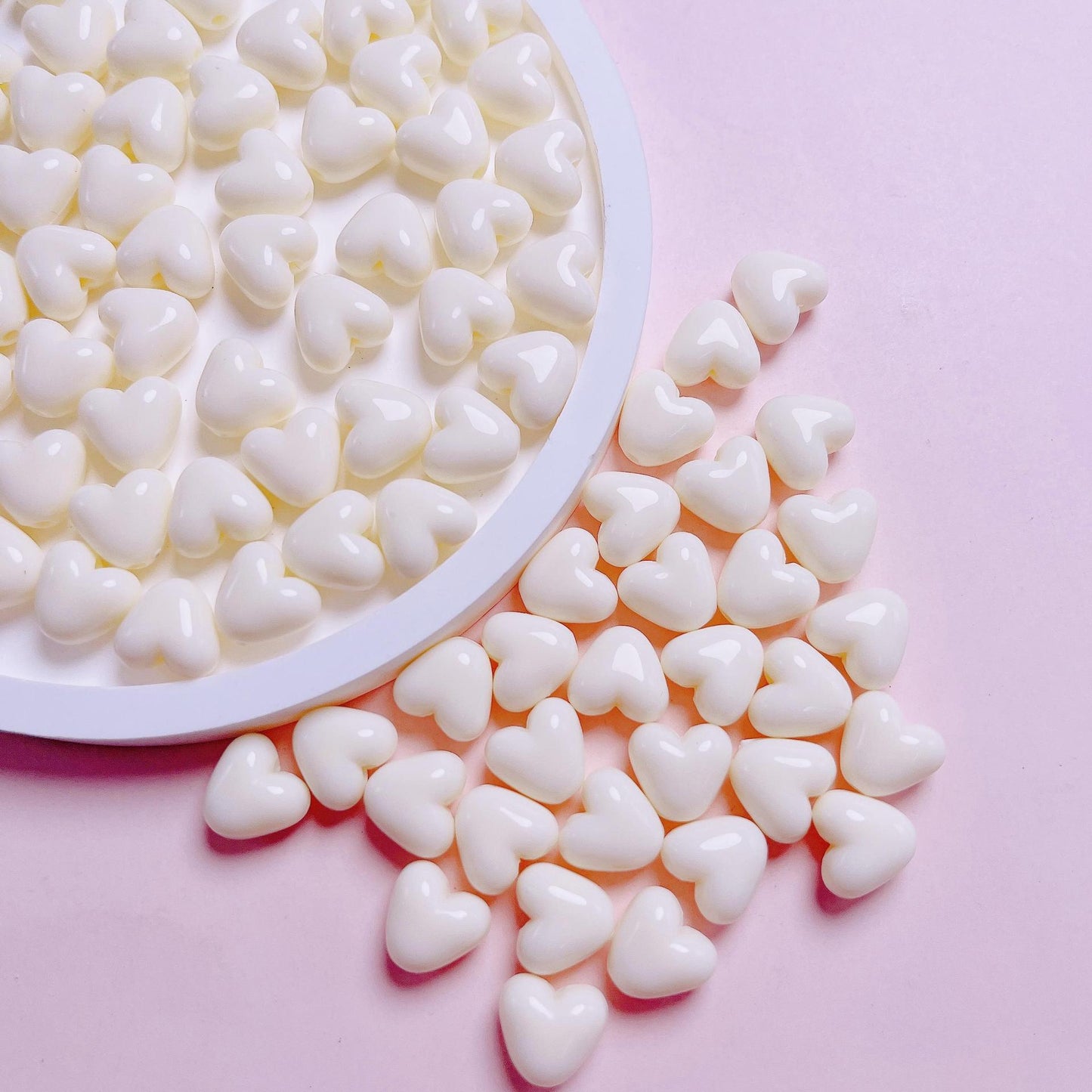 Glow Puffy Heart Acrylic Beads 11mm Colorful Glow in Dark 50pcs 19