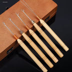 Jewelry Needle Hook Tools Wood Handle Fine Metal Loops 8pcs 14cm 4