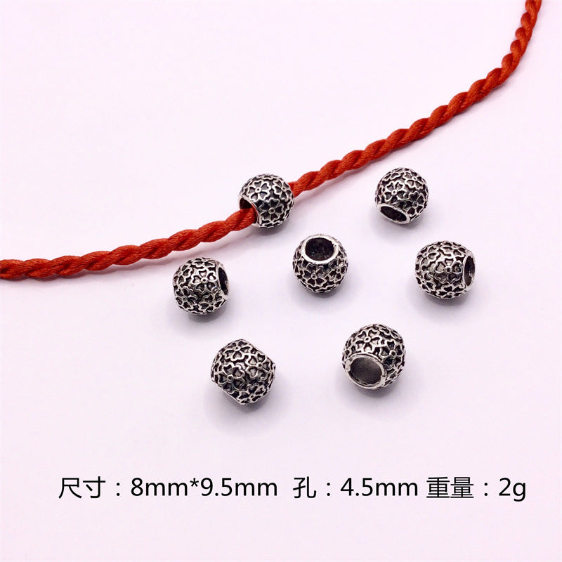 Hollow Spherical Metal Beads Large Hole Intricate Floral Cut-Out 100pcs 4