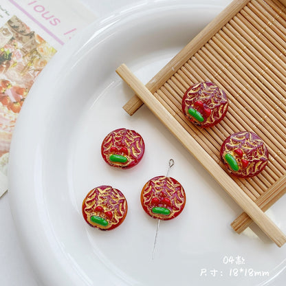 Forest Series Gilded Lampwork Glass Beads Nature Inspired Vintage 10pcs 7