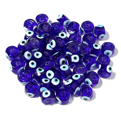 Lampwork Glass Beads Evil Eye Barrel 9mm Glossy Cylindrical 10pcs 13