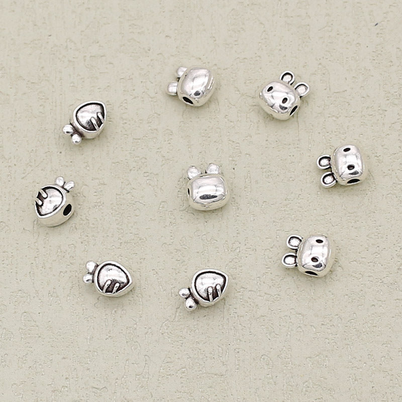 Easter Carrot and Rabbit Metal Beads 8mm Polished Silver Tone 100pcs 3