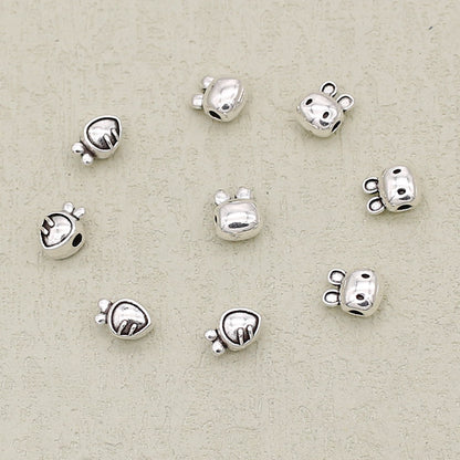 Easter Carrot and Rabbit Metal Beads 8mm Polished Silver Tone 100pcs 3