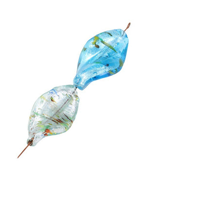 Lampwork Glass Beads Irregular Leaf 30mm Hand Painted Metallic 10pcs 5