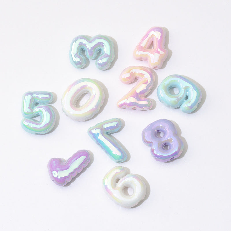 Rubberized Painted Balloon Shaped Number Acrylic Beads 25mm 10pcs 8