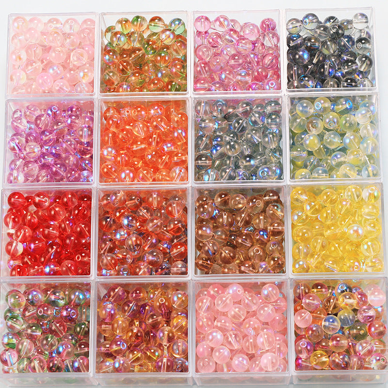Transparent Double Color Glass Beads 10mm Glossy Shimmer 10pcs 2