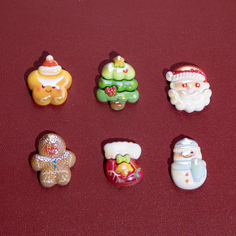 Electroplating Christmas Series Resin Beads Festive Holiday Design 20pcs