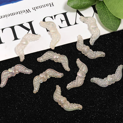 Plating Angel Wings Acrylic Beads 13x35mm Imitation Pearl 50pcs 2
