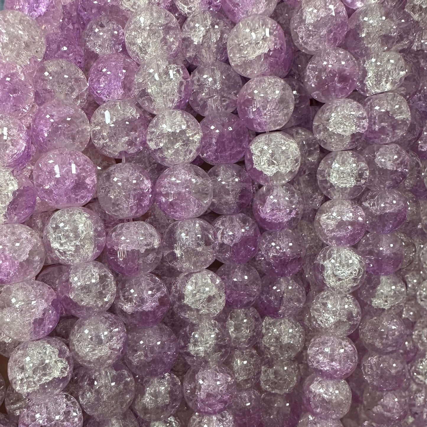 Crackle Round Glass Beads 10mm Dual Color Gradient Lavender Gold 10Strands 9