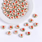 Hand Painted Heart Ceramic Beads 14mm Floral Pattern 5pcs 3