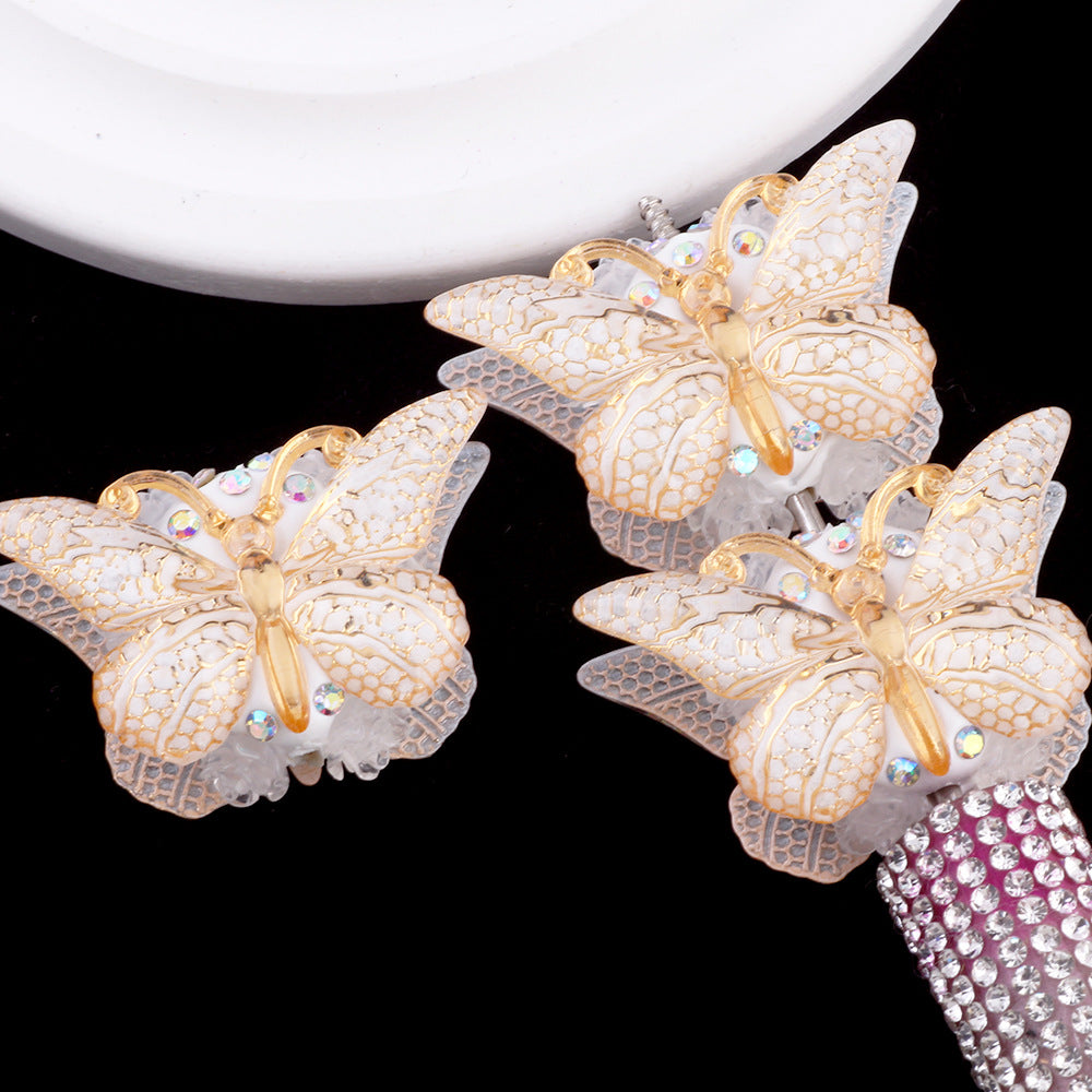 Vintage Radiant Butterfly Resin Beads 35mm Detailed Colorful 2pcs 14