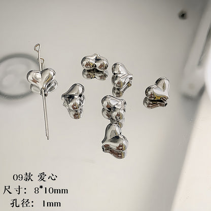 Cartoon Metal Beads Silver Pink Tone Playful Enamel 10pcs 11