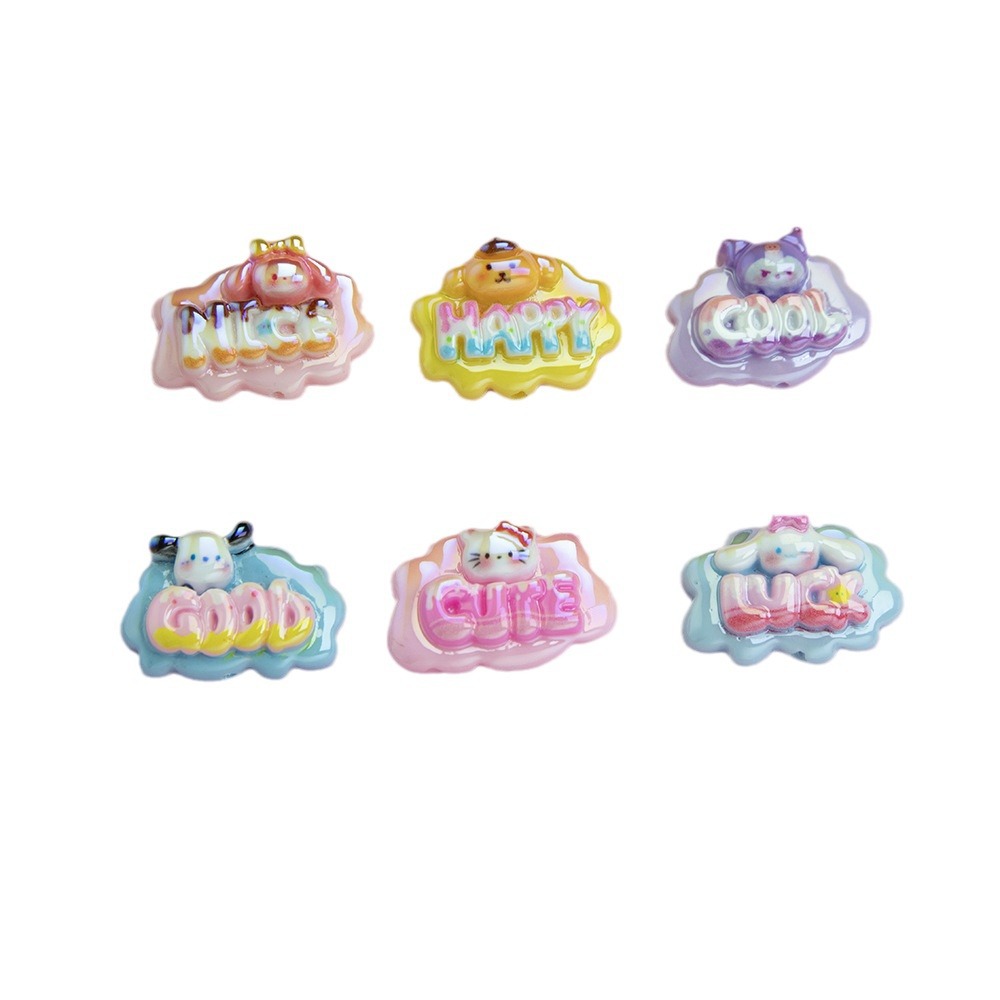 Plating Sanrio Character Word Sign Resin Beads Glossy Cloud Shape 10pcs 5