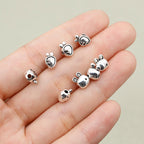 Easter Carrot and Rabbit Metal Beads 8mm Polished Silver Tone 100pcs 4
