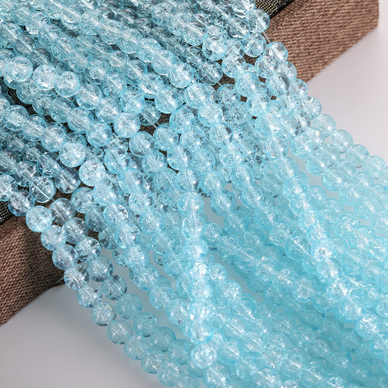 Electroplated Crackle Glass Beads 8mm Vibrant Mixed Colors 10 Strands 9