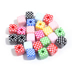 Colored Checkerboard Rounded Acrylic Square Beads 13mm 10pcs 5