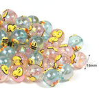 Printed Acrylic Bee Duck Beads 16mm Pastel Iridescent 10pcs 4