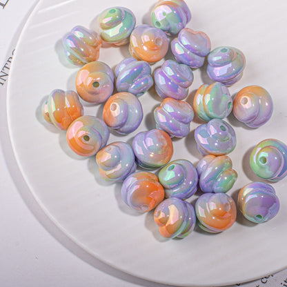 Plating Twisted Acrylic Beads 17mm Two-Color Glossy Pastel 20pcs 8