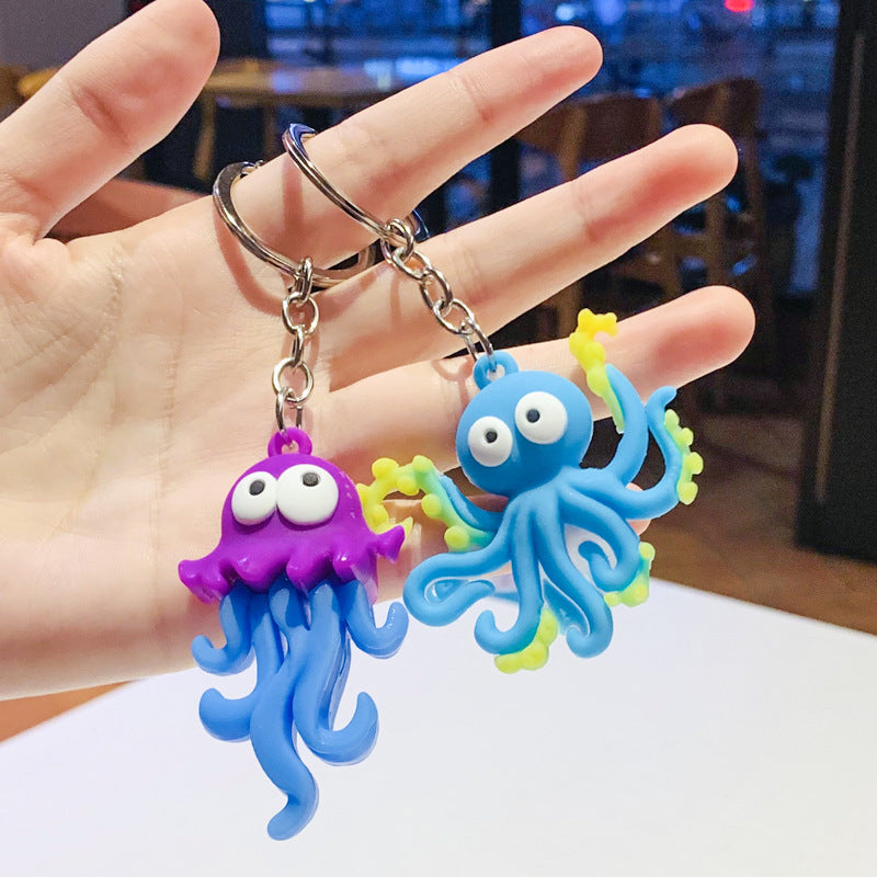 PVC Octopus Keychain Marine Animal Neon Tentacles Design 2