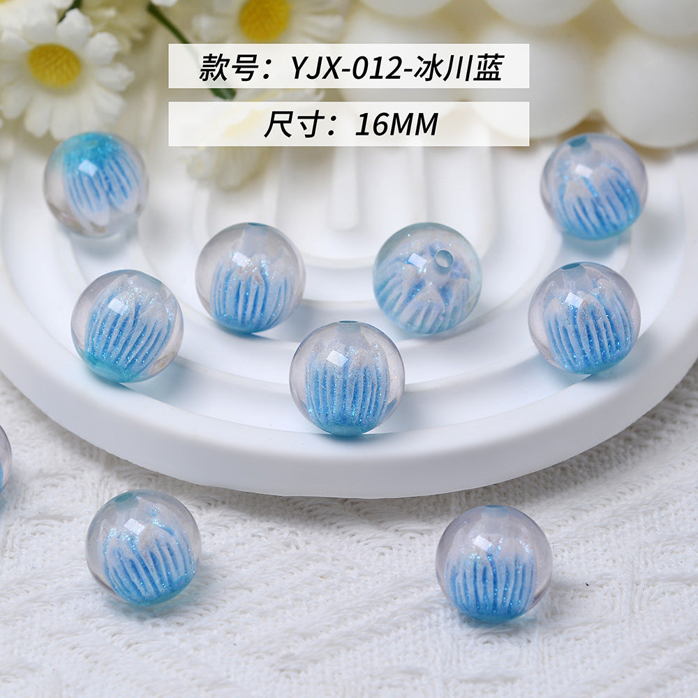 Clear Tulip Resin Beads 16mm Round Translucent Sparkle 10pcs 17