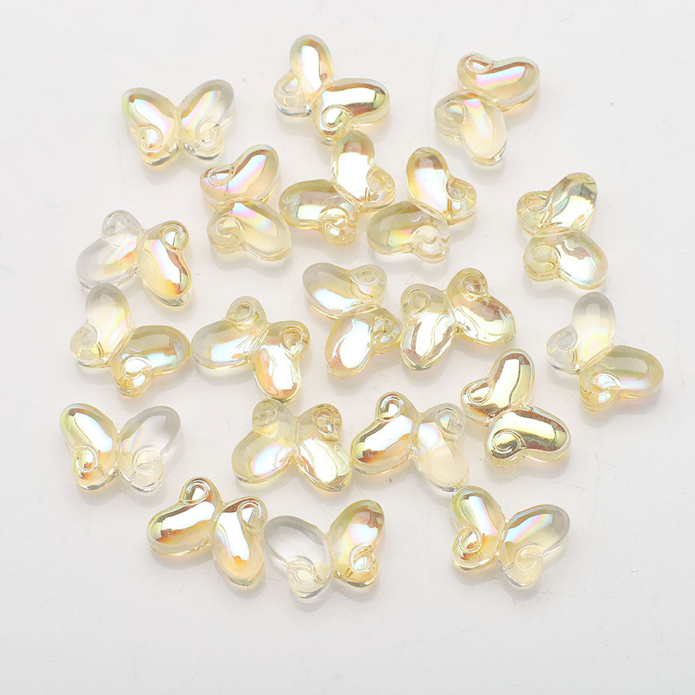 Butterfly Plated Transparent Glass Beads 10x14mm 20pcs 22