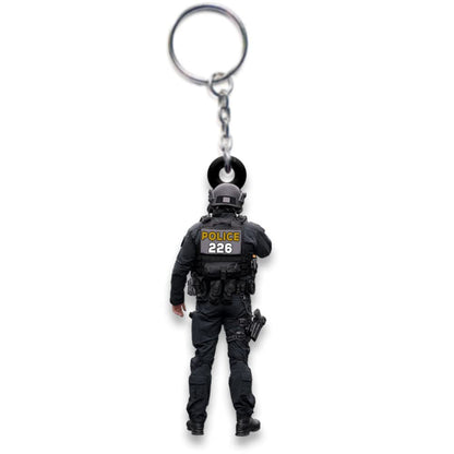 Acrylic Tactical Vest Police Cap Keychain Bold Yellow 226 Design 21