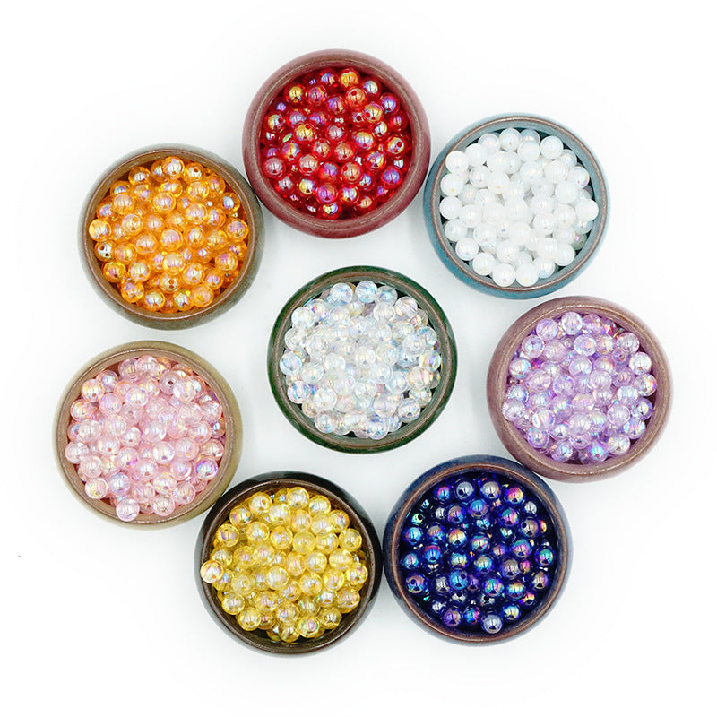 Plating Round Acrylic Beads 12mm Iridescent Transparent 550pcs 4