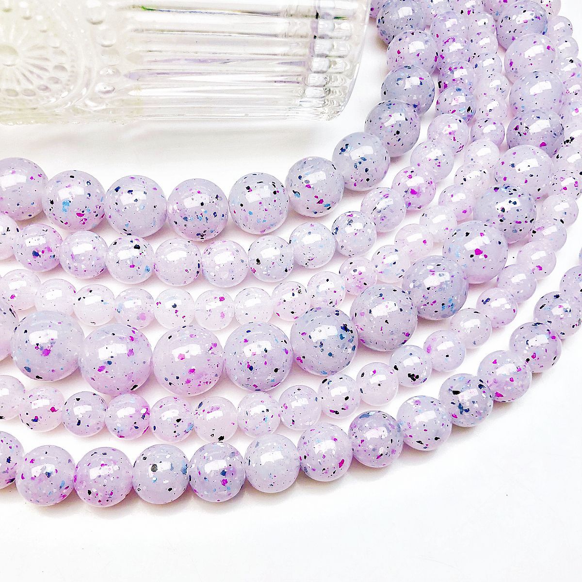 Glitter Round Acrylic Beads 10-14mm Lavender Purple Shimmer 100pcs
