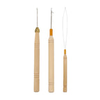 Jewelry Needle Hook Tools Wood Handle Fine Metal Loops 8pcs 14cm 5