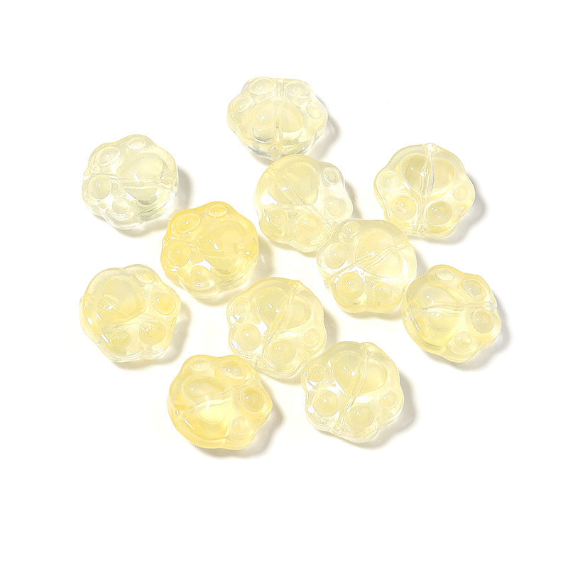 Bear Paw Transparent Glass Beads 14x15mm Assorted Colors 20pcs 9