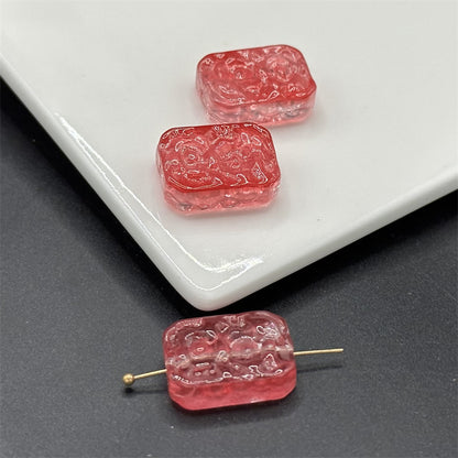 Square Glass Beads 13x23mm Transparent Electroplated Pastel 100pcs 9