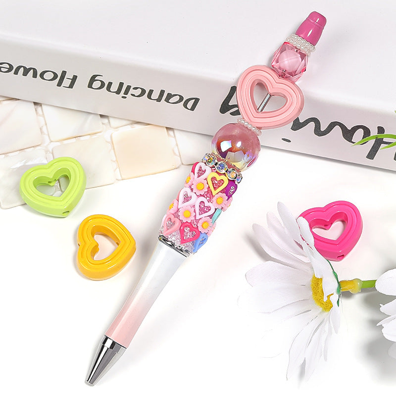 Painted Hollow Heart Acrylic Beads 24x20mm Glossy Layered 50pcs 2