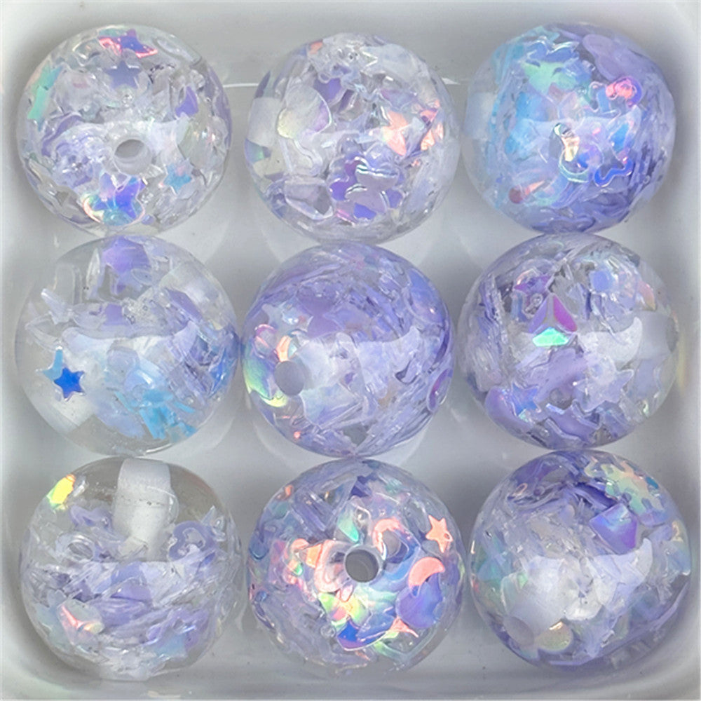 Snowflake Resin Beads 16mm Clear Sequin Filled Round 50pcs 7