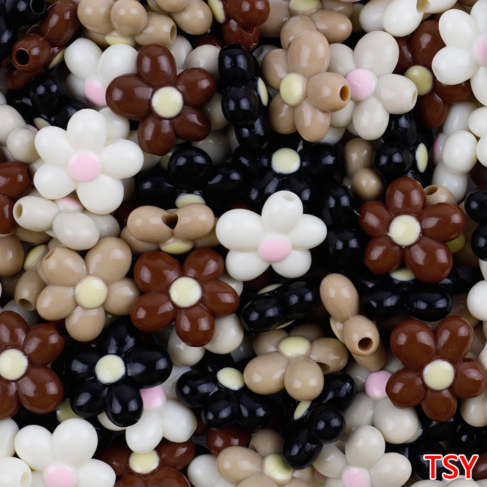 Glow In The Dark Five-Petal Flower Acrylic Beads 21mm Bicolor 10pcs 22